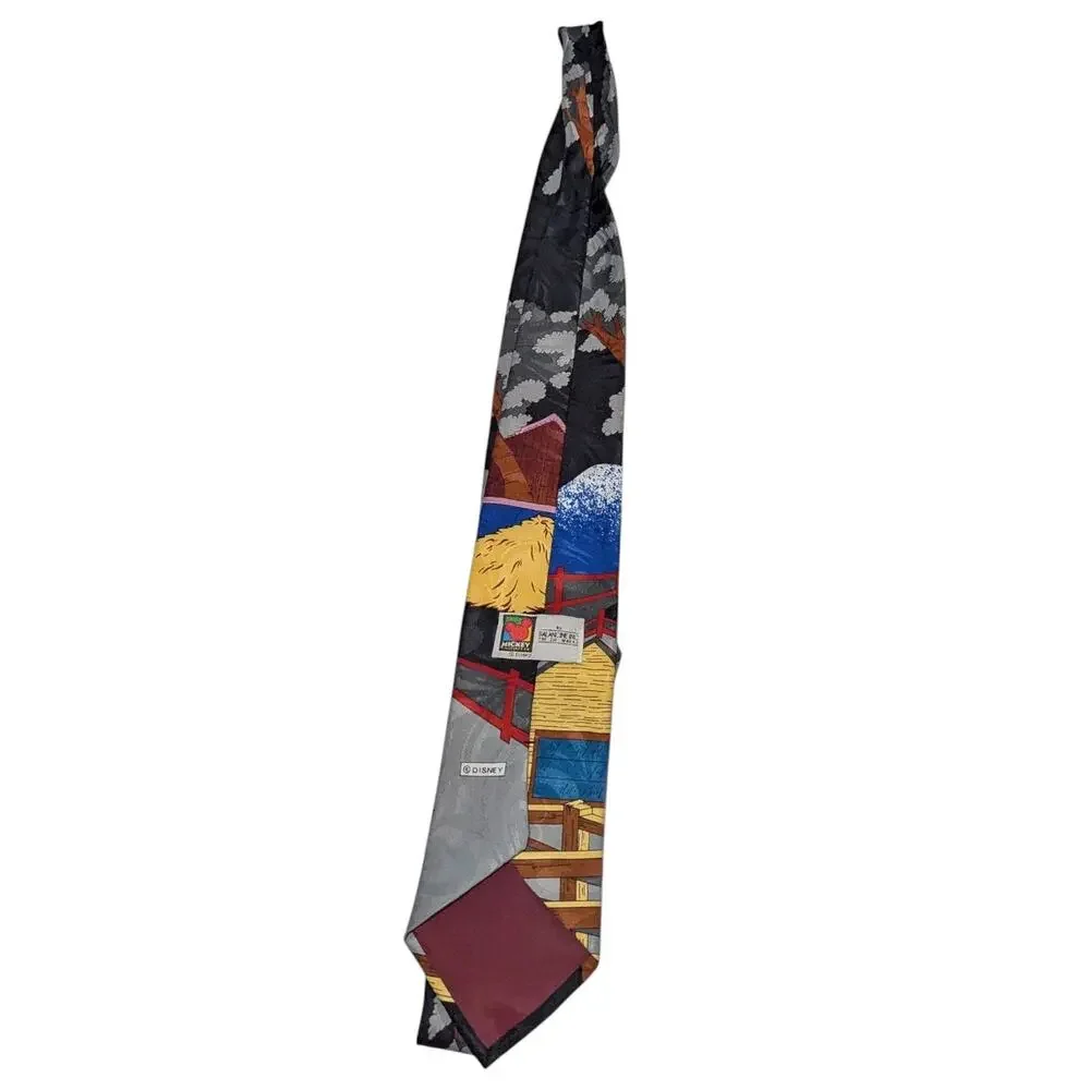 Vintage Disney Mickey Mouse Western Cowboy Tie Necktie 90s Cartoon Yeehaw
